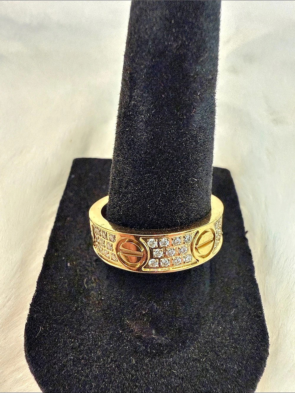 LOVE Ring, Paved Diamond-Detail Gold Ring